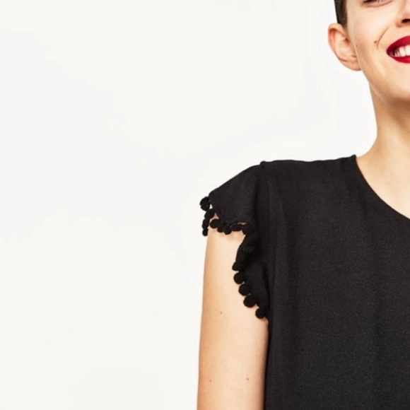 Zara black pompom cropped jumpsuit - Picture 7 of 7